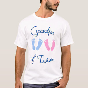 Großvater von Twin Babies Footprints T-Shirt