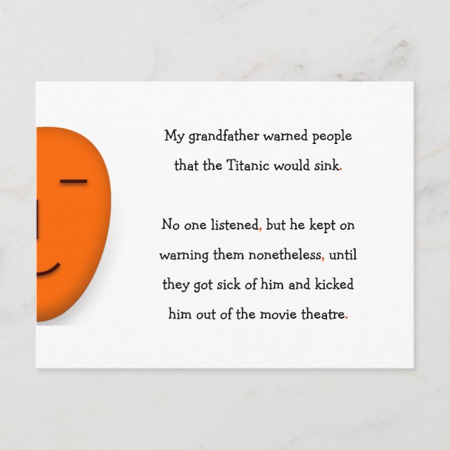 Großvater warnte Titanic Sink Funny Spaß Joke Postkarte (Vorderseite)