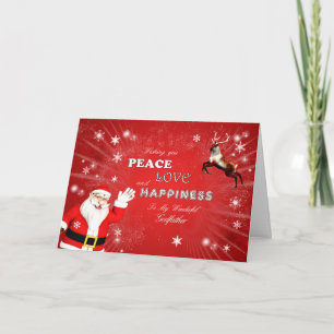 Großvater, Weihnachtsmann und Rentier Feiertagskarte