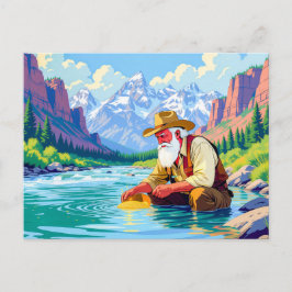 Großvatergold am Yukon-Fluss Feiertagspostkarte