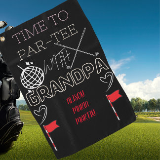 Großvaters schwarzes Golf-Handtuch mit Großkindnam Golfhandtuch