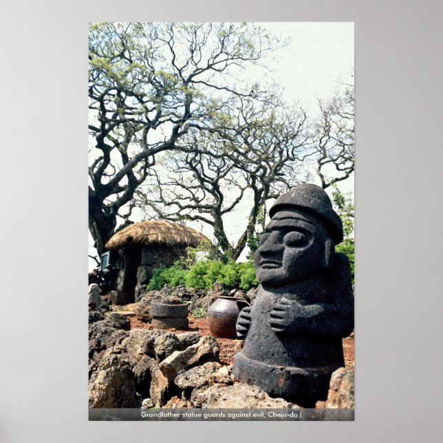 Großvaterstatuen schützen vor dem Bösen, Cheju-do  Poster (Vorne)