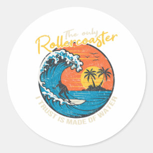 Großwellen-Surfing-Grafik-Ozean-Design für Surfer Runder Aufkleber