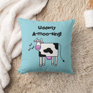 Großzügiges A-moo-singendes Kuh Pun Cartoon Design Kissen
