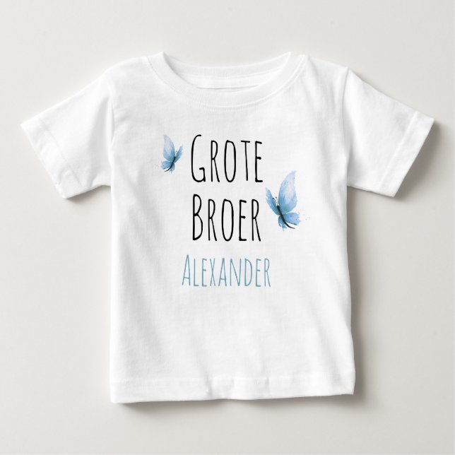 Grote broer aanpasbaar naam met waterkleur vlinder baby t-shirt (Vorderseite)