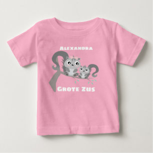 Grote zus aanpasbaar naam met eekhoorntjes baby t-shirt
