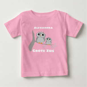 Grote zus aanpasbaar naam met uiltjbaby in Shirt