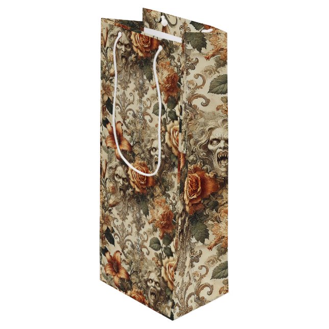 Grotesque Elegance - Gotisch Viktorianisch Geschenktüte Für Weinflaschen (Vorderseite Schrägansicht)