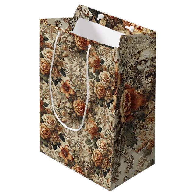 Grotesque Elegance - Gotisch Viktorianisch Mittlere Geschenktüte (Vorderseite Schrägansicht)