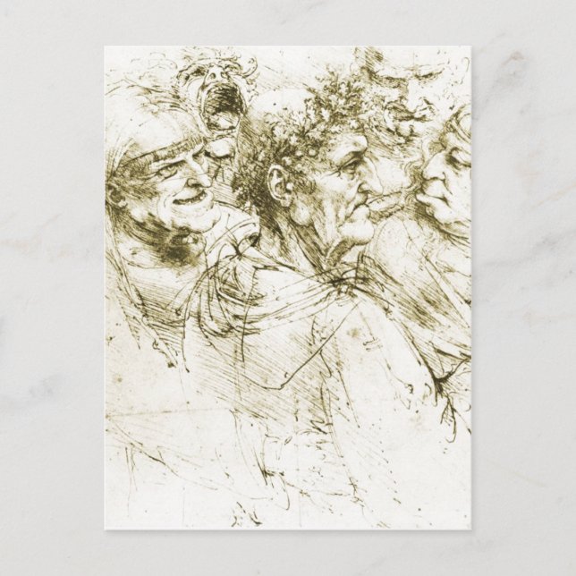 Grotesque Heads Leonardo da Vinci Datum : ca. 149 Postkarte (Vorderseite)