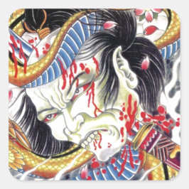 Grotesque & Snake Tattoo Design Quadratischer Aufkleber