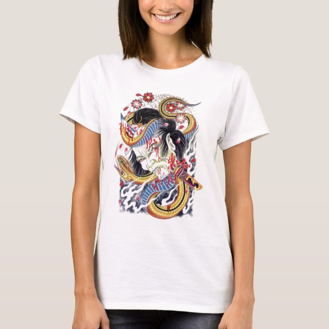 Grotesque Snake Tattoo Design T-Shirt (Vorderseite)