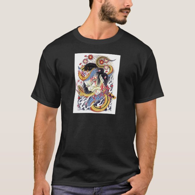 Grotesque Snake Tattoo Design T-Shirt (Vorderseite)
