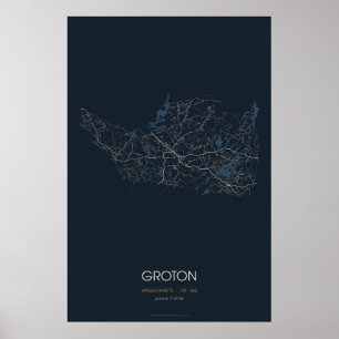 Groton Massachusetts Straßenkarte Poster (Nacht)