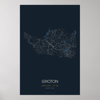 Groton Massachusetts Straßenkarte Poster (Nacht)