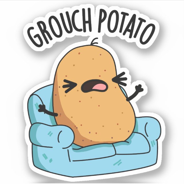 Grouch Potato Funny Veggie Puns Aufkleber (Vorderseite)