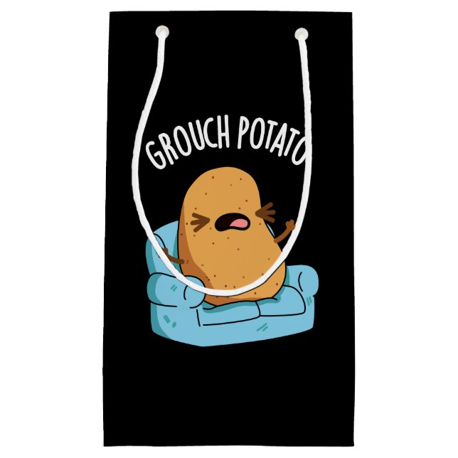 Grouch Potato Funny Veggie Puns Dark BG Kleine Geschenktüte (Vorderseite)