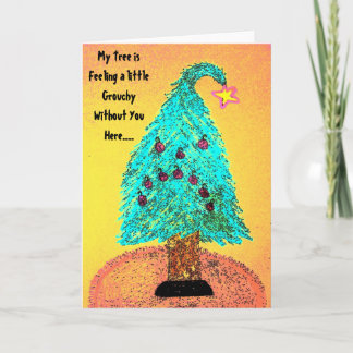 Grouchy Weihnachtsbaum, der Sie vermisst ist Feiertagskarte
