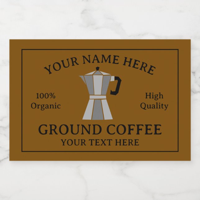 Ground coffee food label template with moka pot lebensmitteletikett (Einzelnes Label)