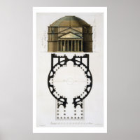Ground plan and facade of the Pantheon, Rome, from