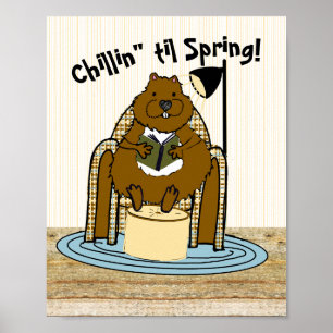 Groundhog Bookworm wartet auf Frühjahr Poster