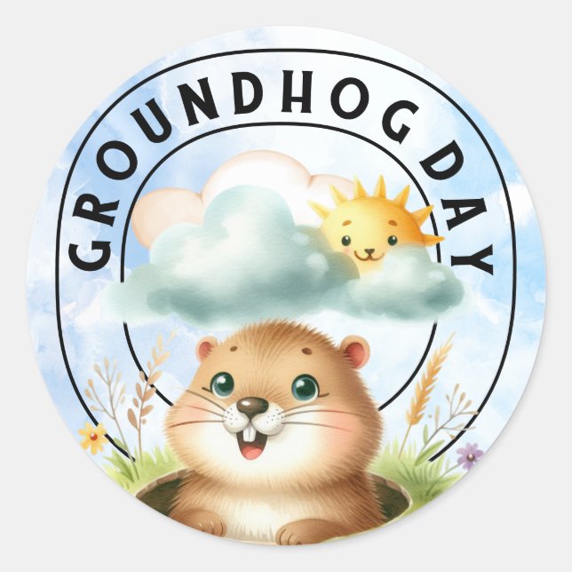 Groundhog Classic Round Sticker - Celebrate Ground (Vorderseite)