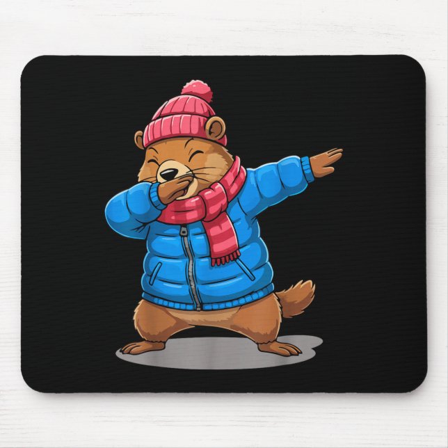 Groundhog Dabbing Groundhog Funny February 2 Groun Mousepad (Vorne)