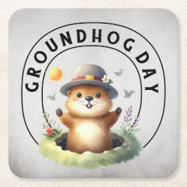Groundhog day 22 February  Rechteckiger Pappuntersetzer