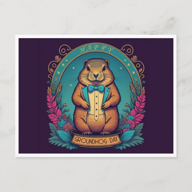 Groundhog Day A Feier des Frühlings Postkarte (Vorderseite)