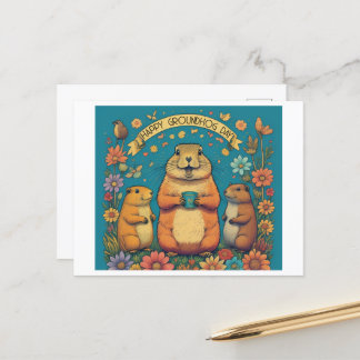 Groundhog Day A Feier des Frühlings Postkarte