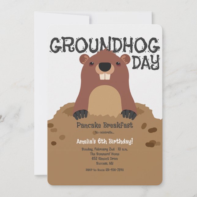 Groundhog Day Birthday Einladung (Vorderseite)