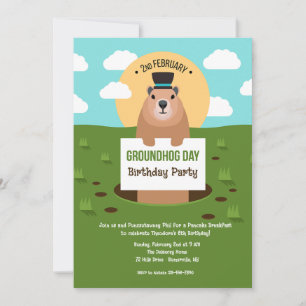 Groundhog Day Birthday Party Einladung