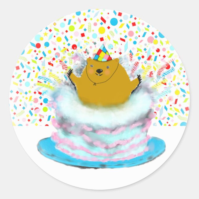 Groundhog Day Birthday Runder Aufkleber (Vorderseite)