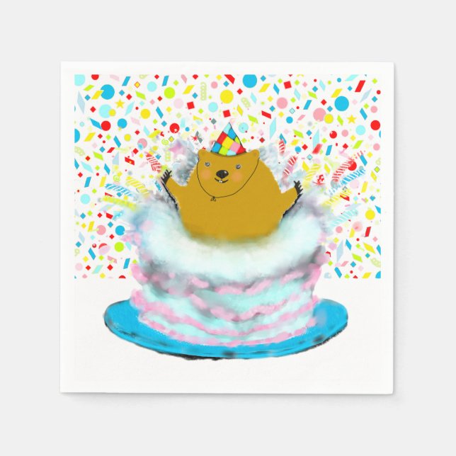 Groundhog Day Birthday Serviette (Vorderseite)