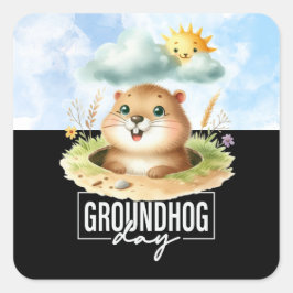 Groundhog Day Celebrate Punxsutawney Quadratischer Aufkleber