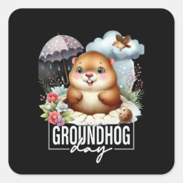 Groundhog Day Celebrate Punxsutawney Quadratischer Aufkleber