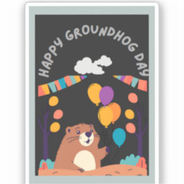 Groundhog Day Celebration: Schatten oder Schein? Aufkleber