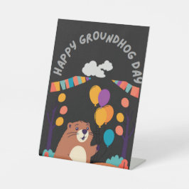 Groundhog Day Celebration: Schatten oder Schein? Sockelschild
