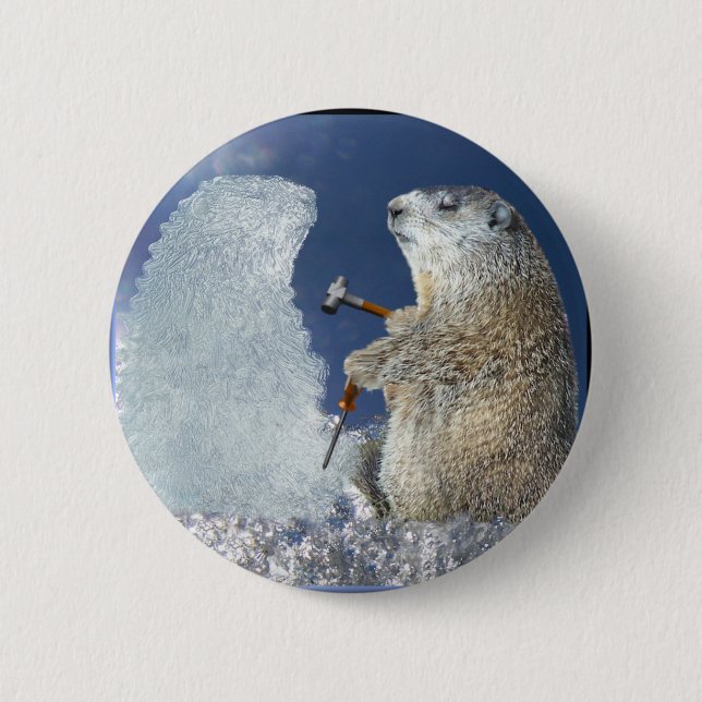 Groundhog Day-Eis-Skulptur Button (Vorderseite)