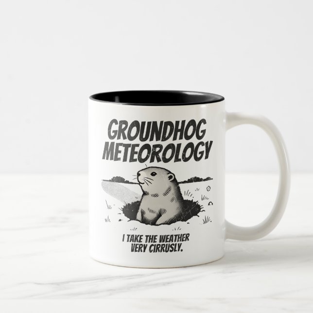 Groundhog Day Groundhog Meteorologie Zweifarbige Tasse (Rechts)