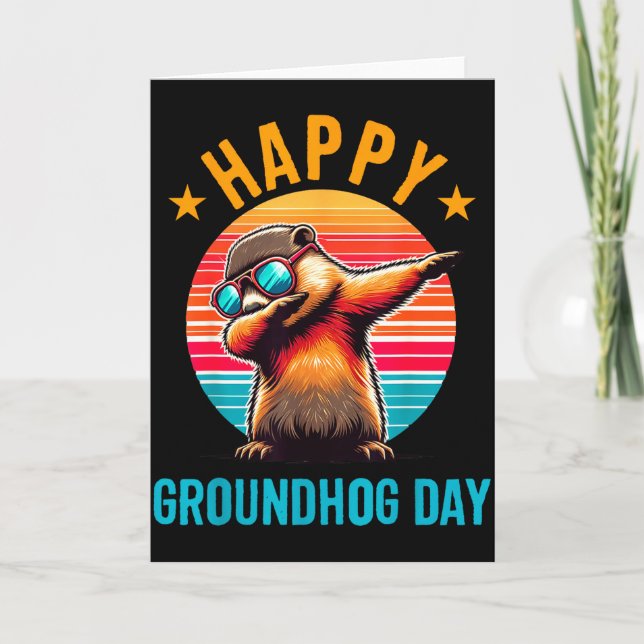 Groundhog Day Happy Dabbing Ground Hog Kids Funny  Karte (Vorderseite)