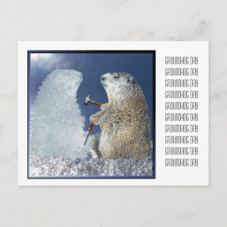 Groundhog Day Ice Skulptur Postkarte