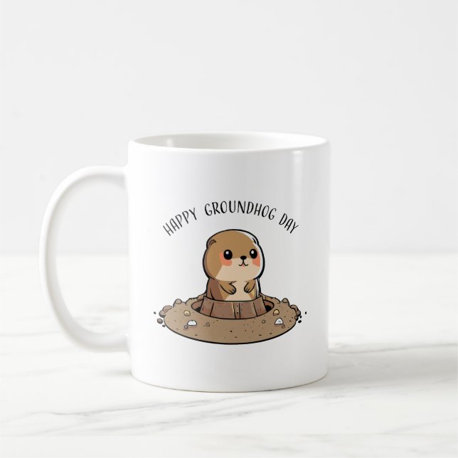 Groundhog Day Kawaii Tasse (Links)