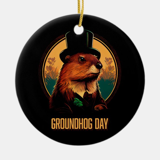 Groundhog Day mit Phil Keramik Ornament (Vorne)