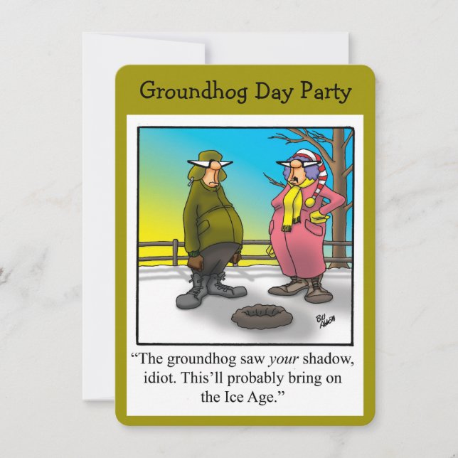Groundhog Day Party Humorale Einladungen (Vorderseite)