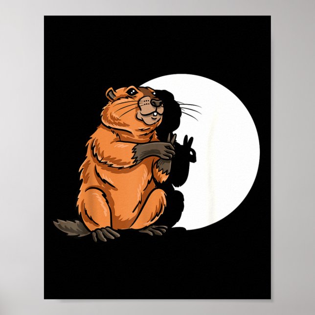 Groundhog Day Shadow Puppet Cute Rodent Costume Fu Poster (Vorne)