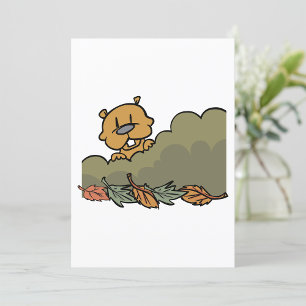 Groundhog durchquert Herbstbüsche Einladung