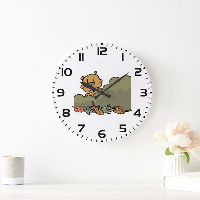 Groundhog durchquert Herbstbüsche Große Wanduhr (Von Creator hochgeladen)