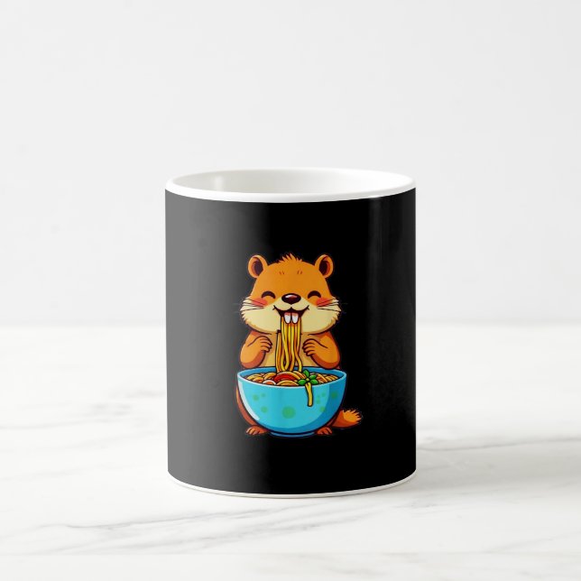 Groundhog Eating Ramen Happy Groundhog Day Kaffeetasse (Mittel)