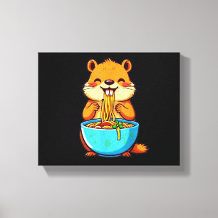 Groundhog Eating Ramen Happy Groundhog Day Leinwanddruck